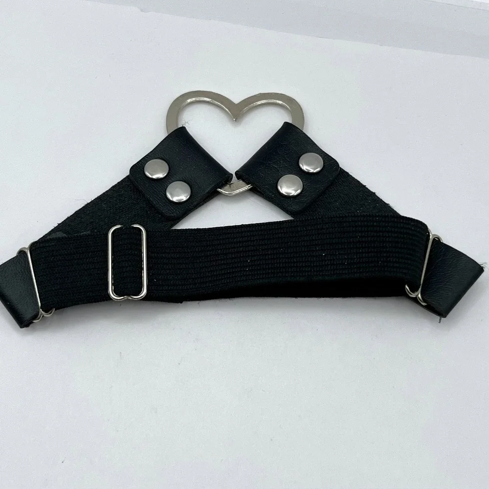 Vintage Black Faux Leather Heart Garter Belt Gothic‎ Punk Elastic Leg Ring Toy